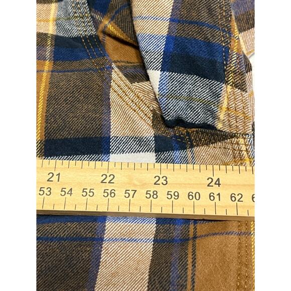 SCHMIDT Workwear Carpenter Men's Plaid Flannel Button Up Shirt Brown Cotton XL - Picture 8 of 11